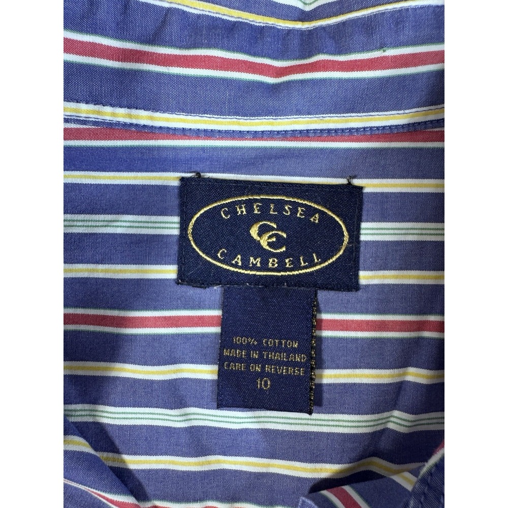 Chelsea Cambell Striped Cotton Shirt Size 10 Blue Red Yellow Classic vintage - Picture 2 of 7